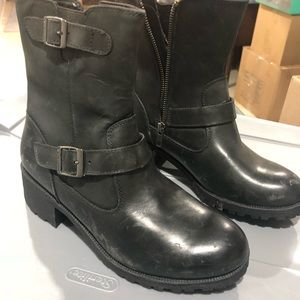 Black. Vegan leather moto boots